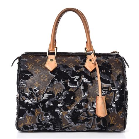 LOUIS VUITTON Monogram Fleur De Jais Sequins Speedy 30 .